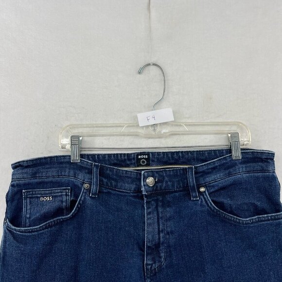 Hugo Boss Jeans Mens 38 Blue Regular Fit Dark Wash Denim Zip Fly Straight Fit - Picture 12 of 12